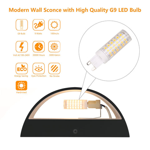 Aipsun wall sconce with G9 bulbs inside delivers steady warm light