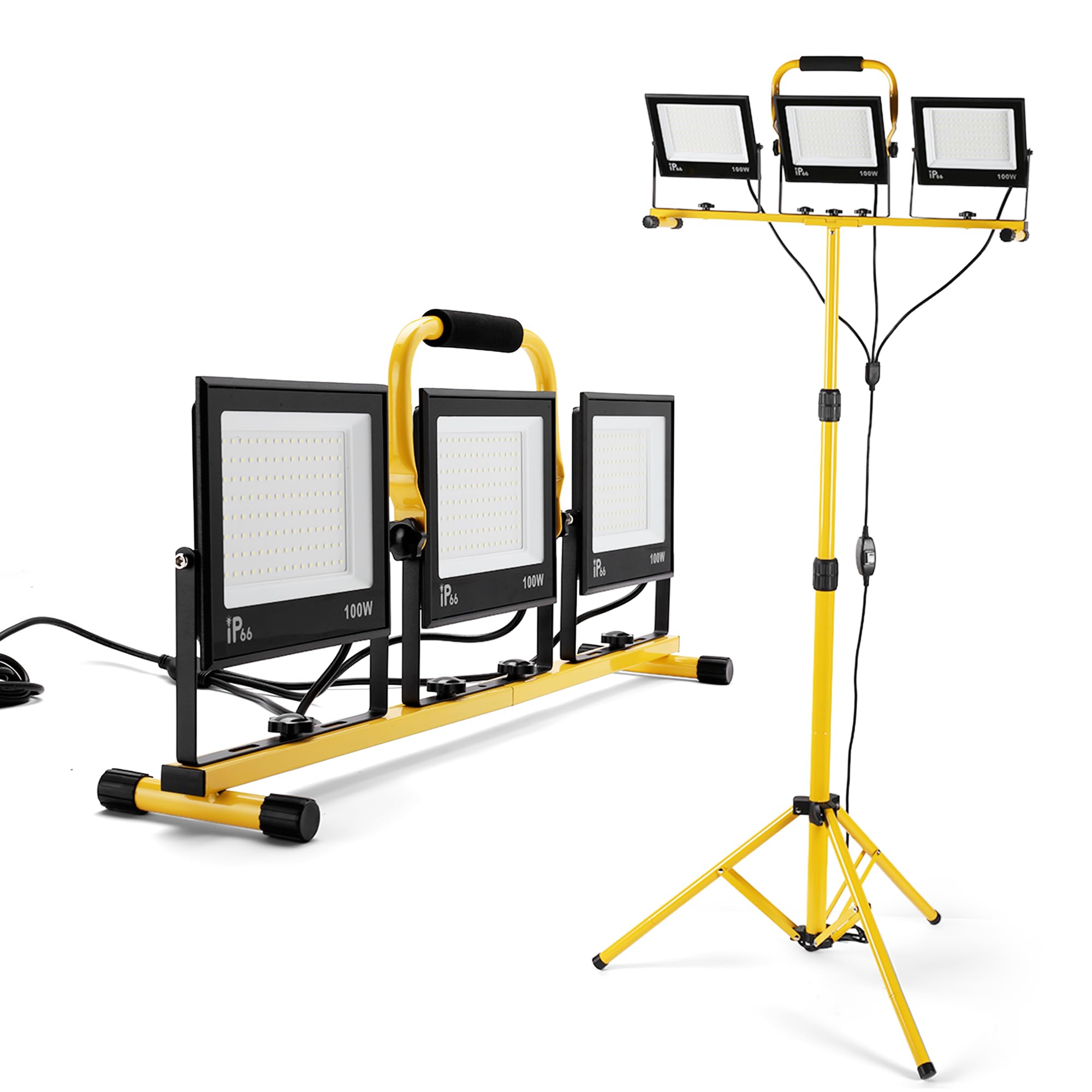 Aiptertet 30000 lumen work light on a stand brightening a workshop