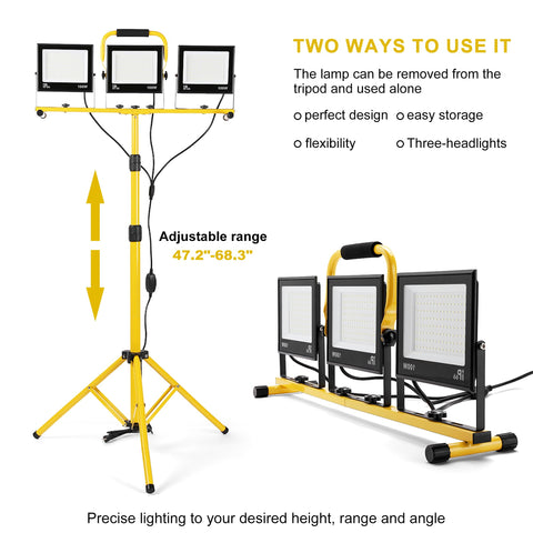 Aiptertet three-head LED work light delivering broad coverage for large spaces