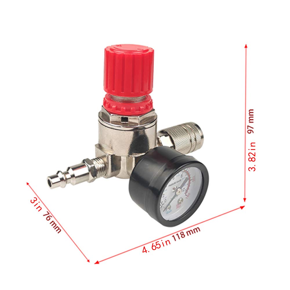 Air regulator double-connection assembly enables flexible setup for compressors and hoses.