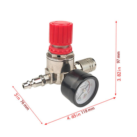 Air regulator double-connection assembly enables flexible setup for compressors and hoses.