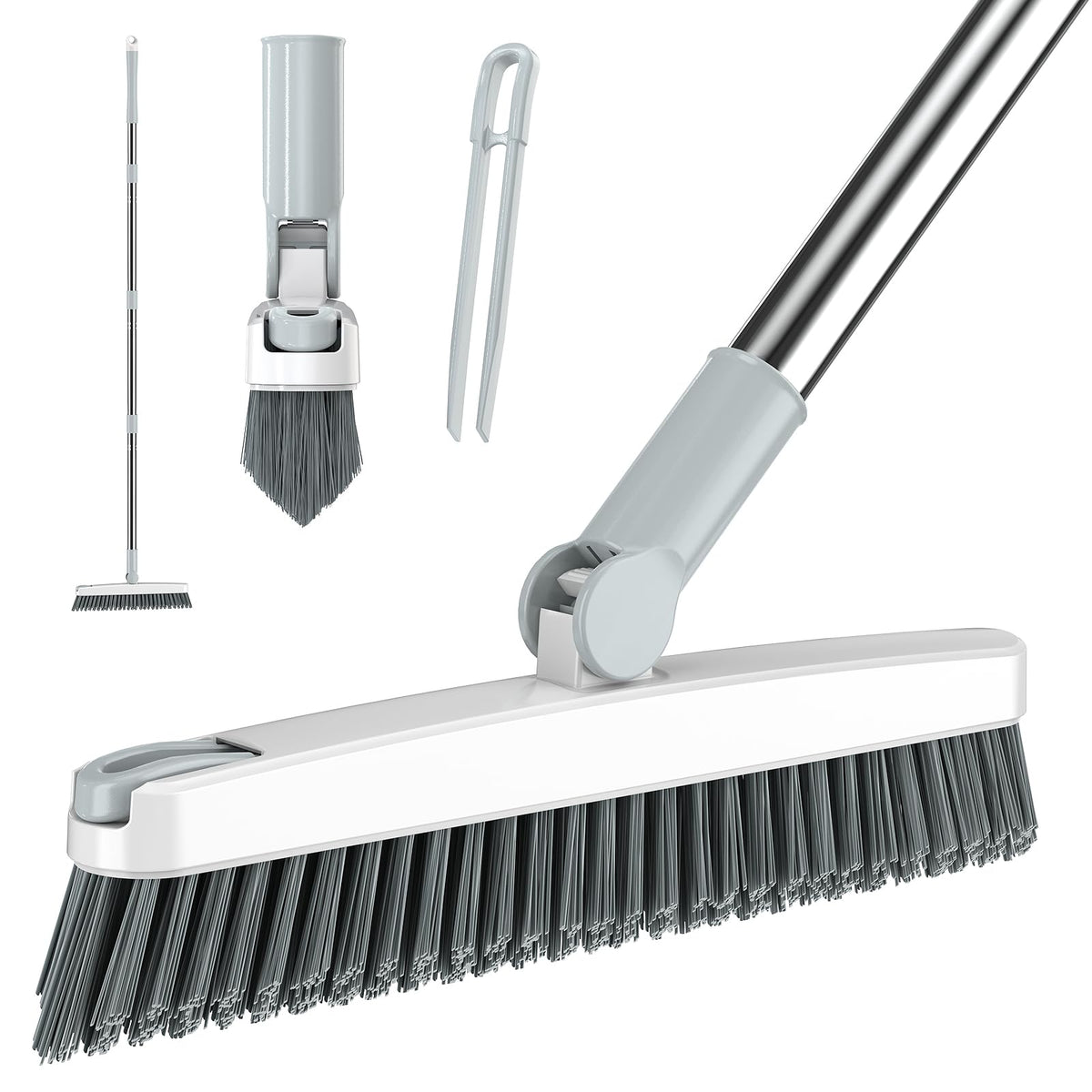AIR U+ grout brush long-handle extends reach for deep cleaning