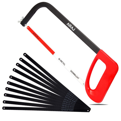 AIRAJ 12-inch hacksaw with 24 TPI blade for fast metal cutting.