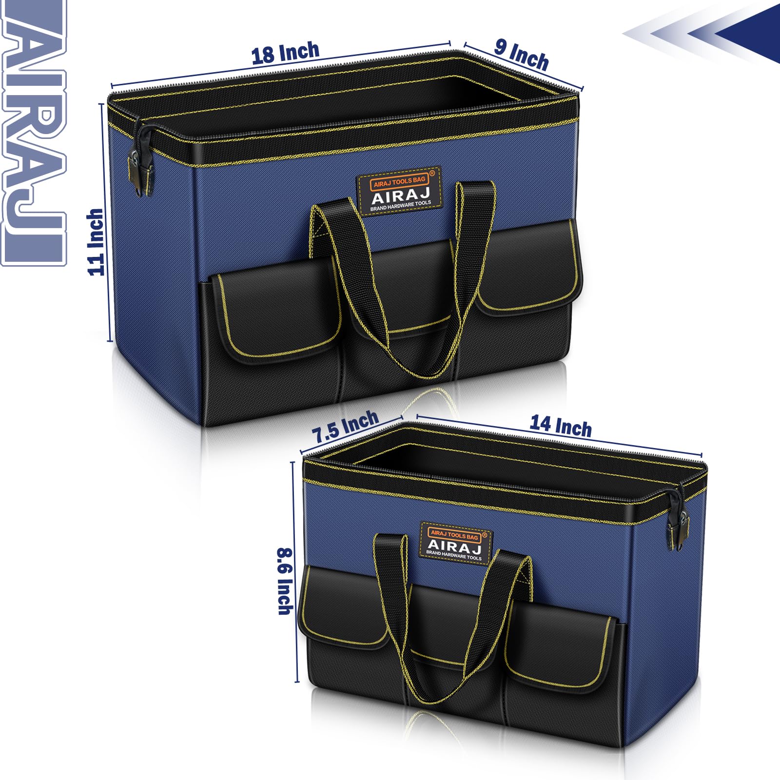 AIRAJ 14-inch tool bag wide mouth exterior for compact storage