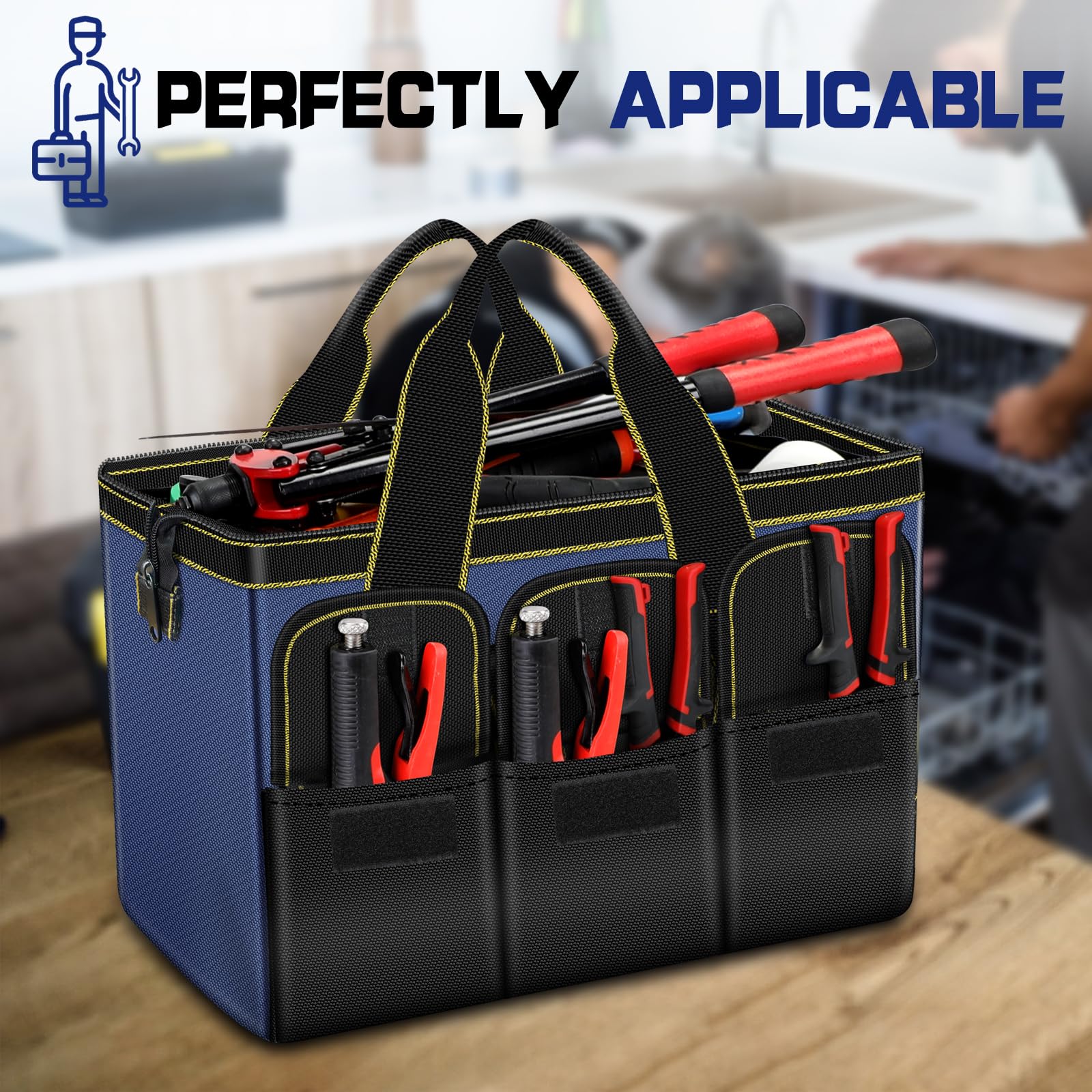 AIRAJ tool bag surface that wipes clean quickly after use
