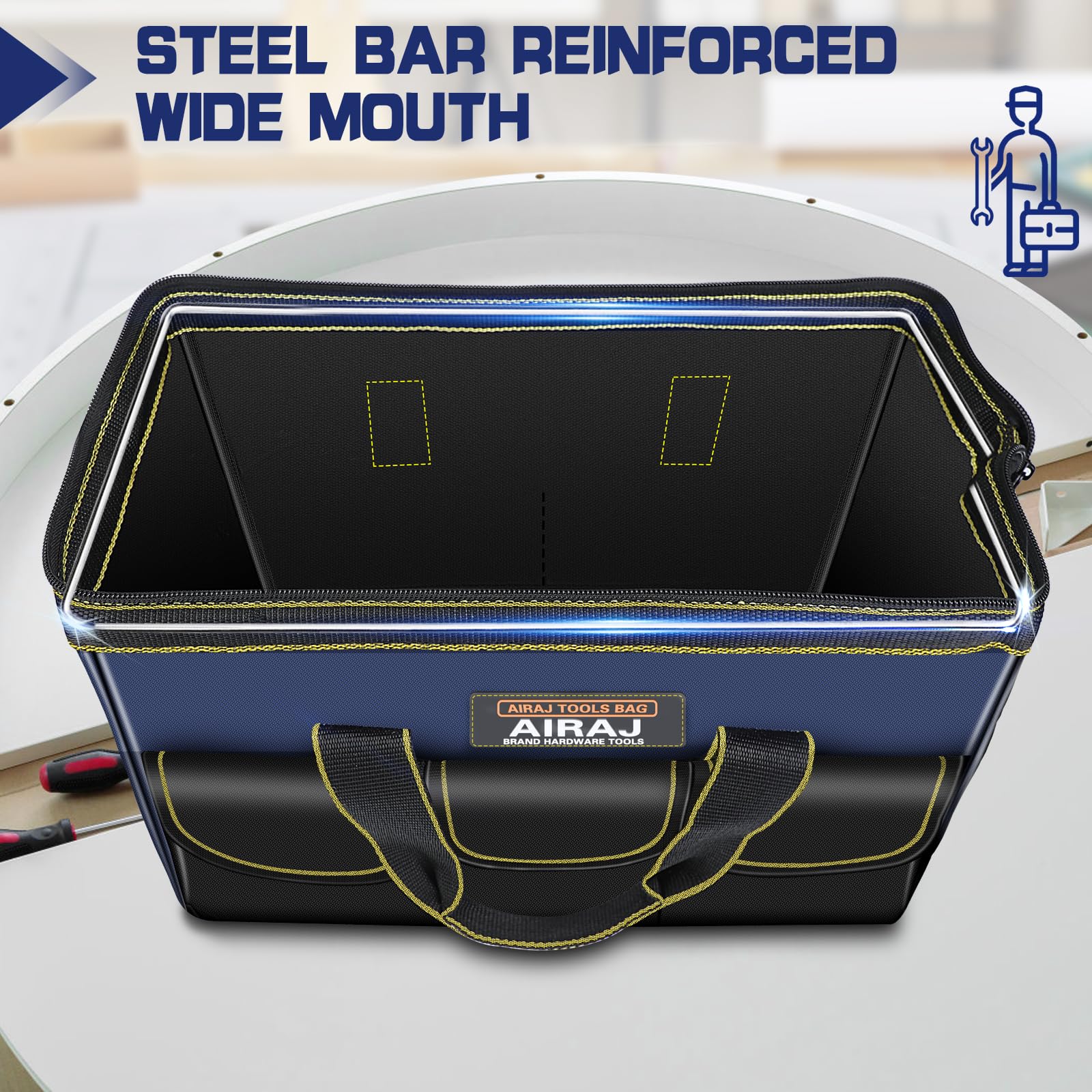 AIRAJ lightweight tool bag with comfortable carry handle for easy transport
