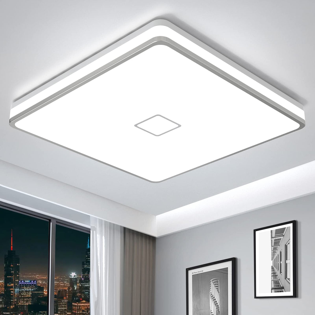 Airand flush-mount 12-8inch front view with even daylight glow.