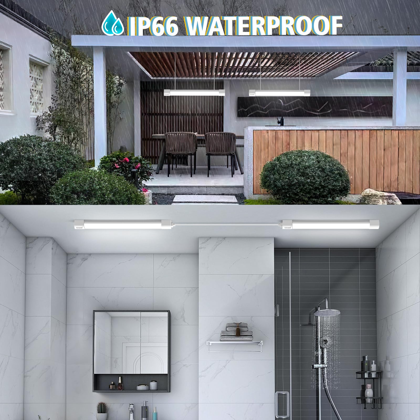 Airand IP66 shop light demonstrates rugged, weatherproof illumination for indoor or outdoor use.