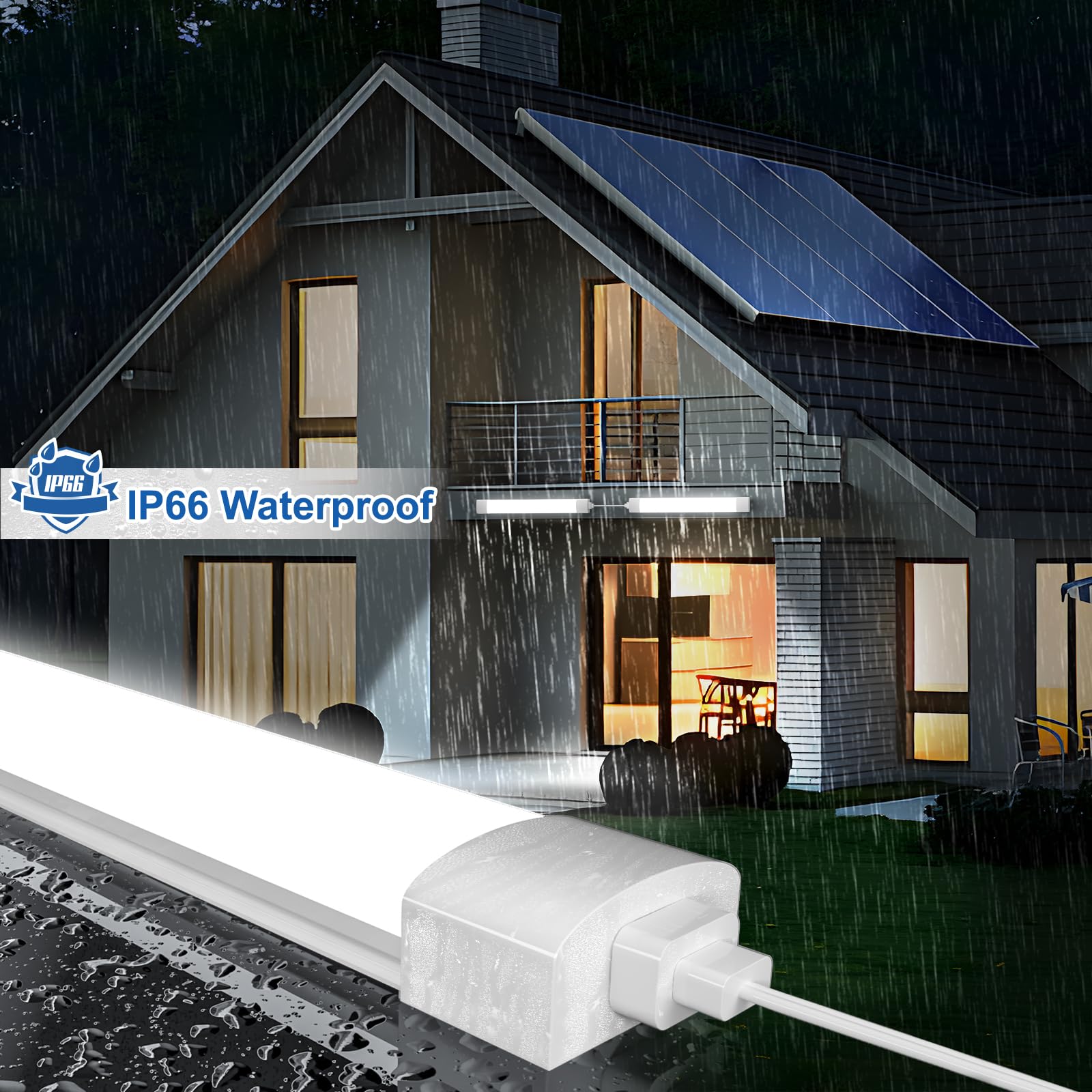 Airand LED 4ft light over kitchen counter offers clear task illumination.