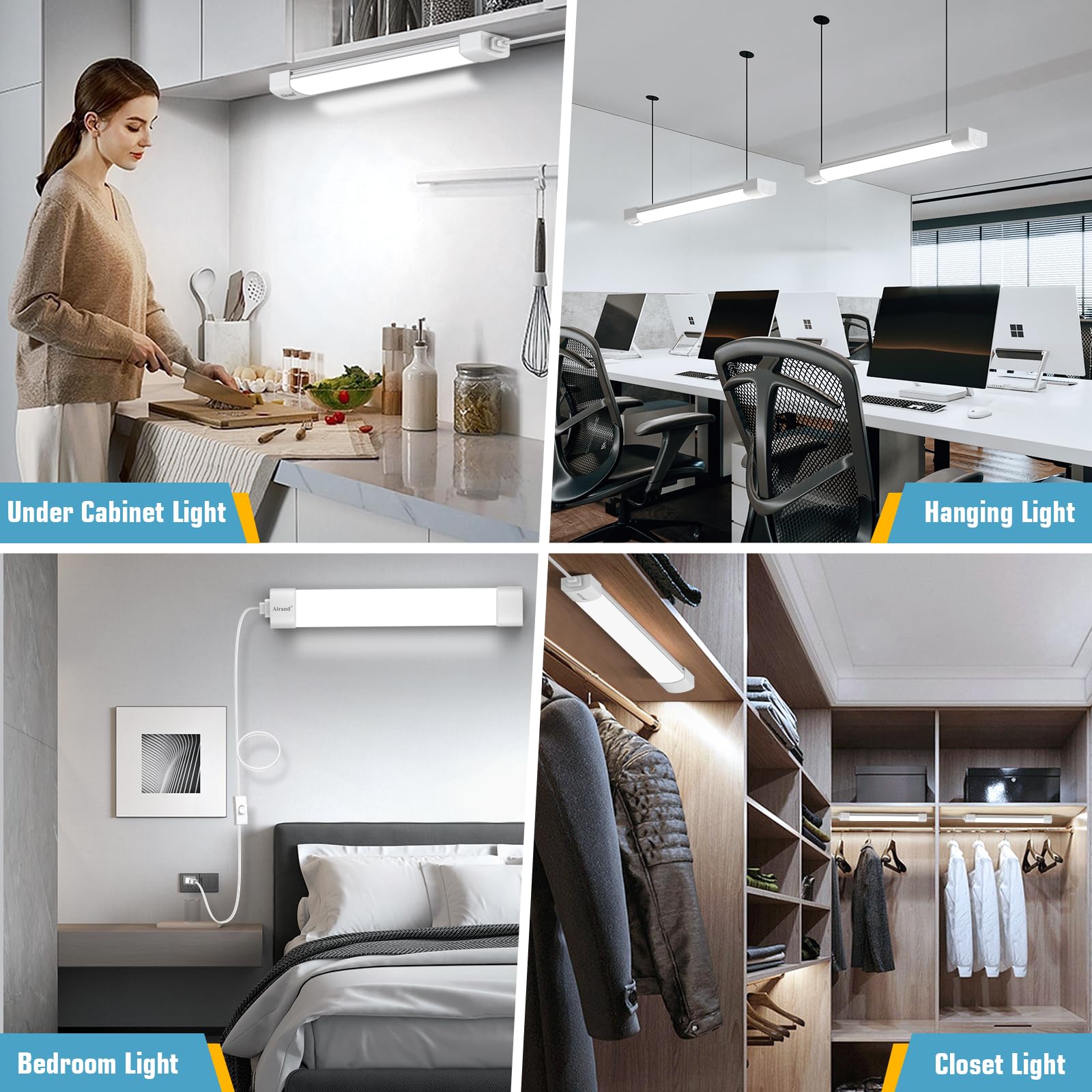 Airand linkable closet light assembly provides scalable brightness for organized storage.