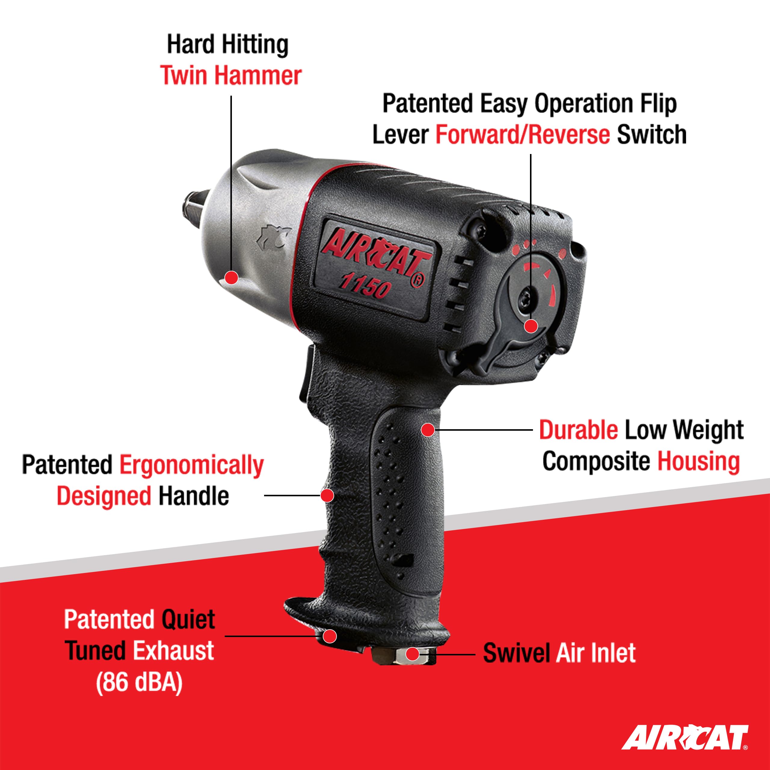 AirCat 1150 composite housing emphasizes durability during heavy work.