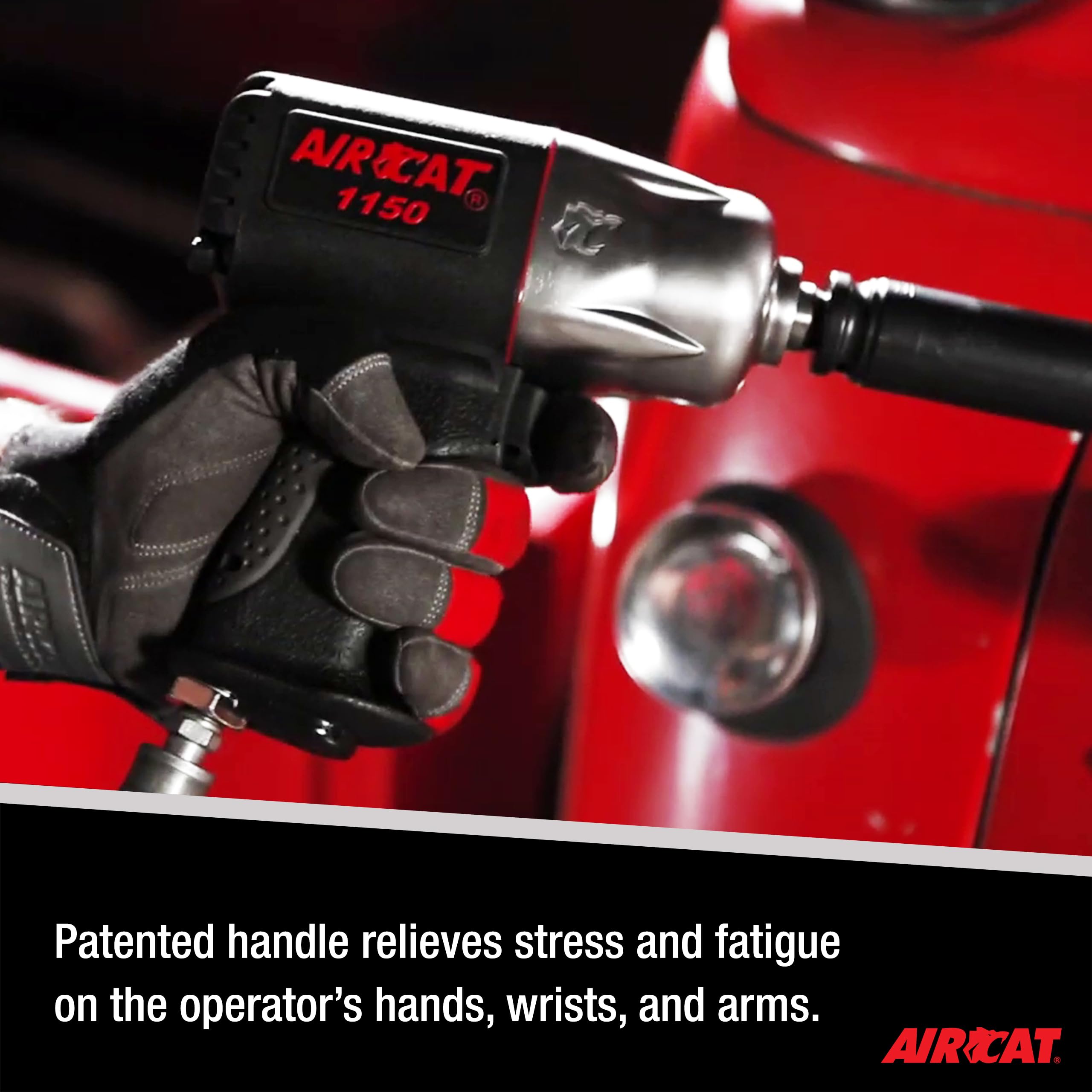 AirCat 1150 ergonomic pistol-grip handle enables comfortable operation.