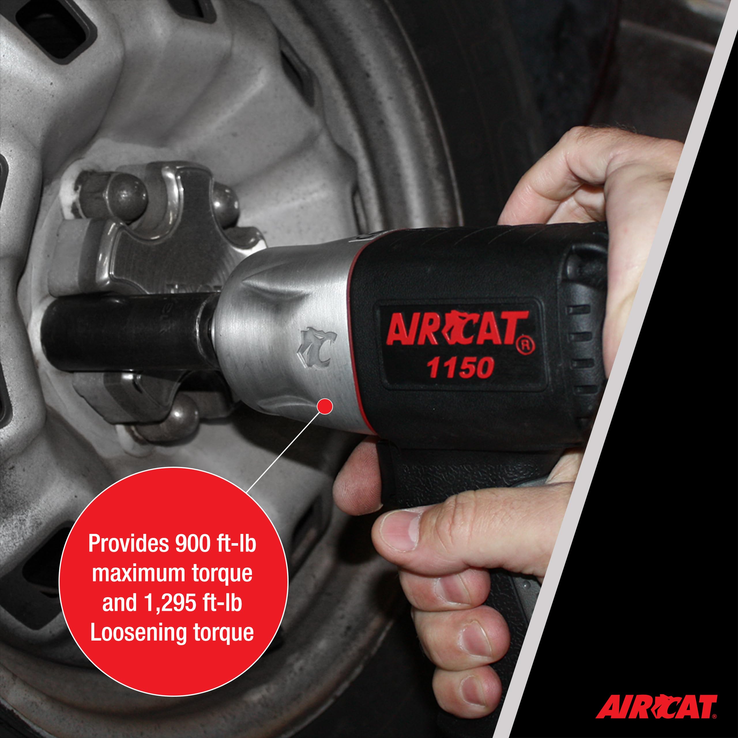 AirCat 1150 quiet exhaust reduces workplace noise during use.