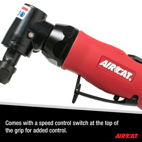 AIRCAT 6280 spindle lock enables quick, precise accessory changes.