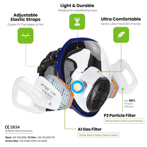 AirGearPro G-750 A1P2 filter cartridges for gases and particles.
