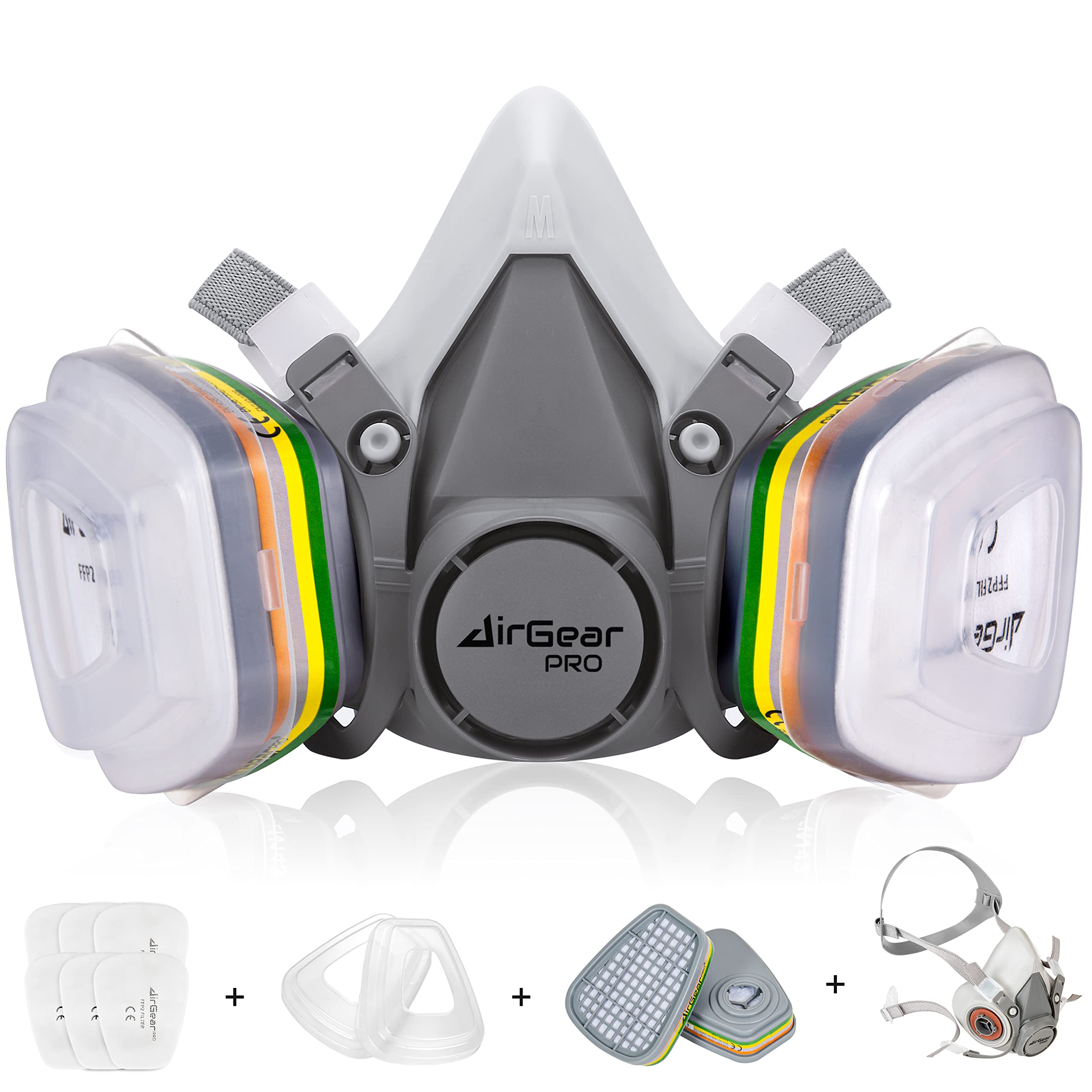 AirGearPro M-500 facepiece assembly shows easy setup for reliable protection.