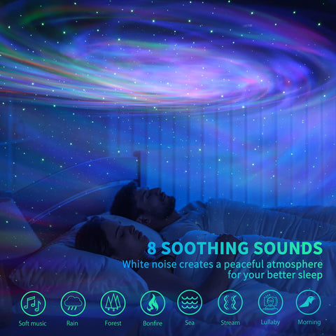 Airivo Star Projector offers eight white noise options for relaxation.