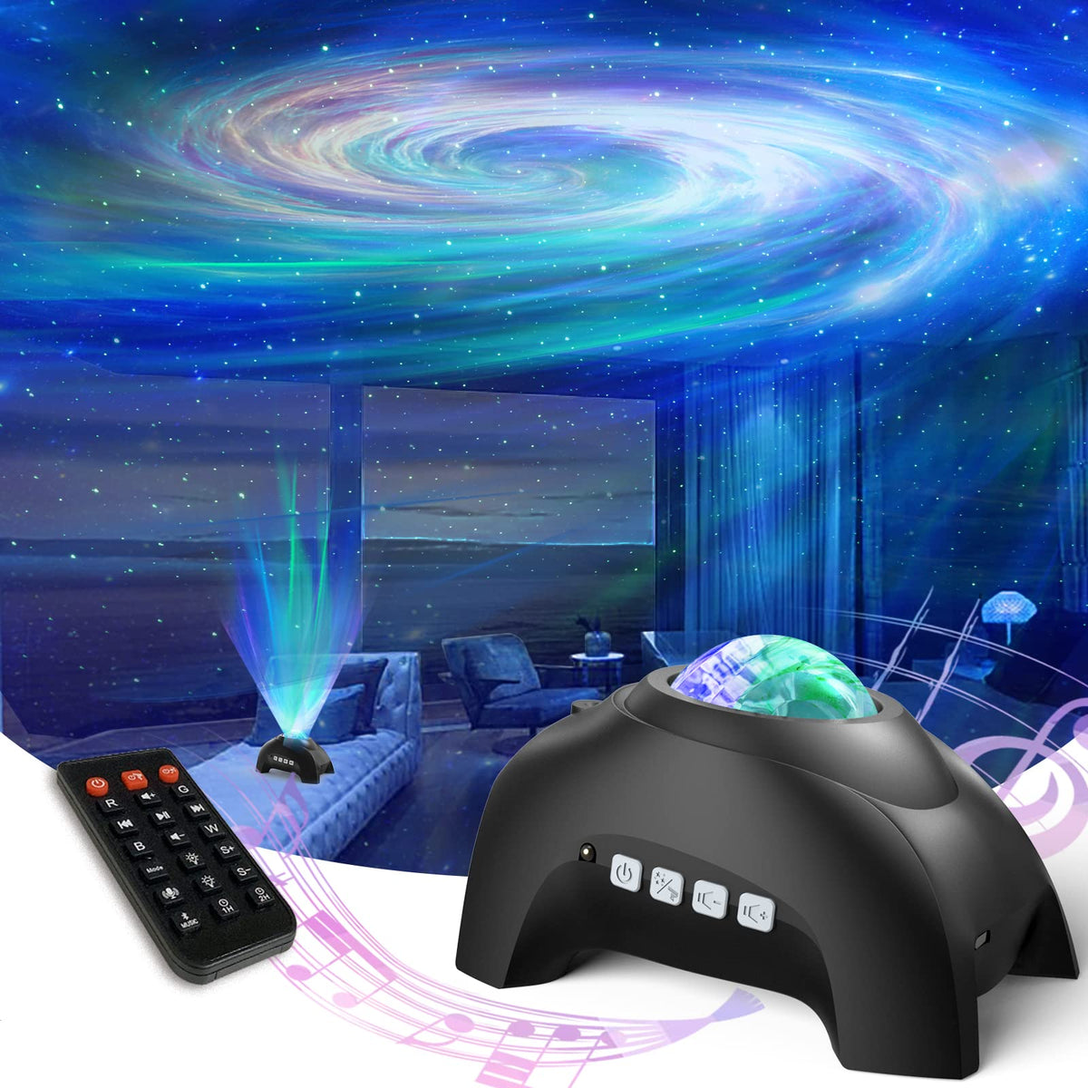 Airivo Star Projector displays a spiral galaxy for immersive ambience.