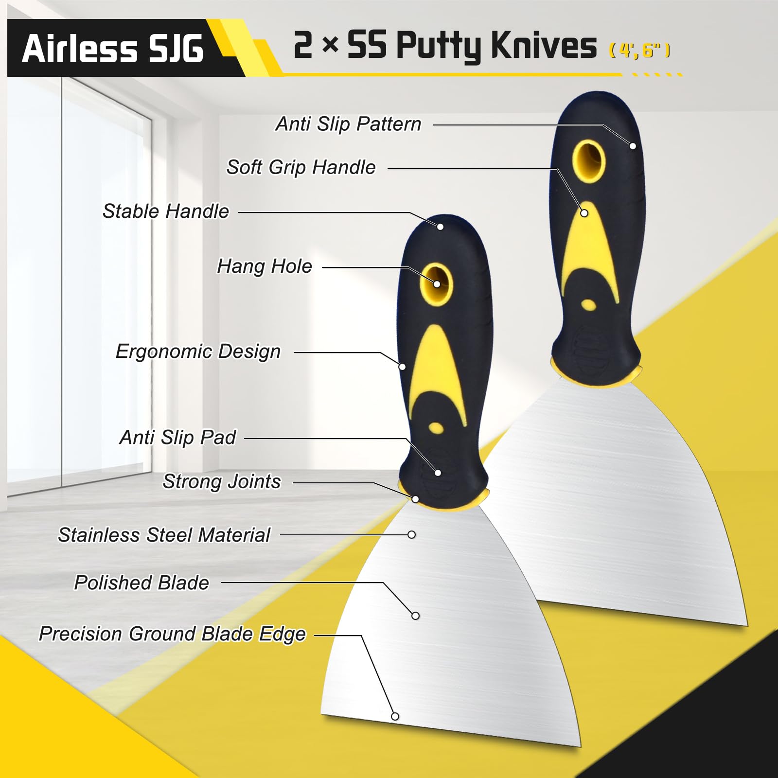 Airless SJG 3 inch putty knife for smoothing patches