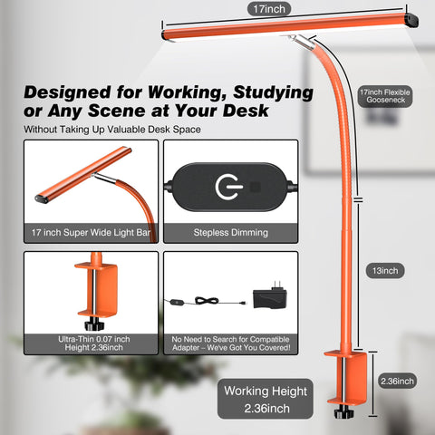 Airlonv 360-degree gooseneck allows precise light direction for reading.