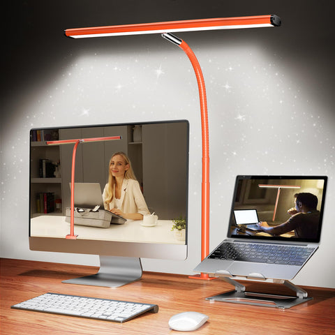 Airlonv desk lamp on a home office setup, even illumination for focused work.