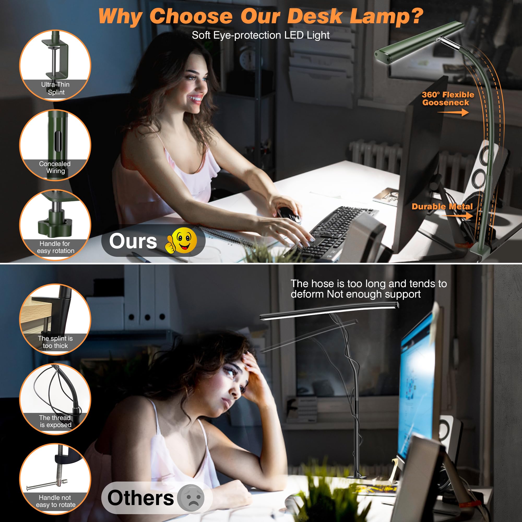 Airlonv lamp's 17-inch bar illuminates large desks evenly