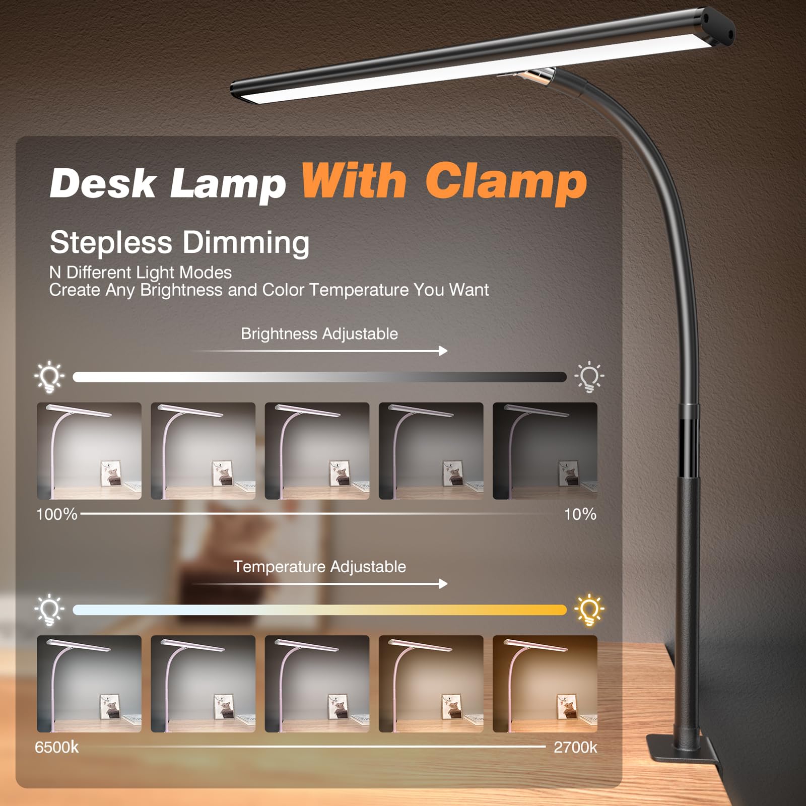 Airlonv lamp with a 360-degree gooseneck for precise lighting angles