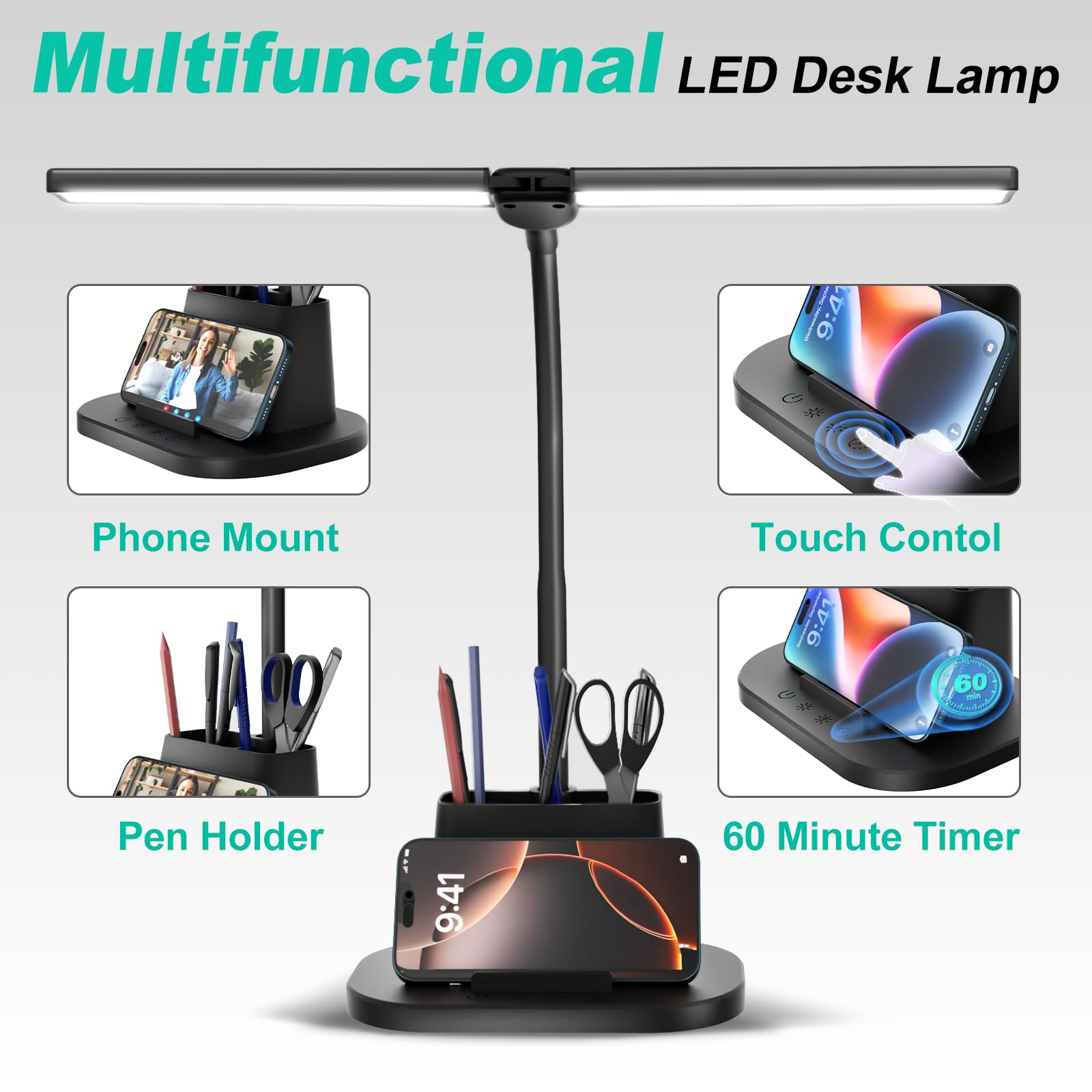 Airlonv LED Desk Lamp 360 gooseneck lets you light at any angle.