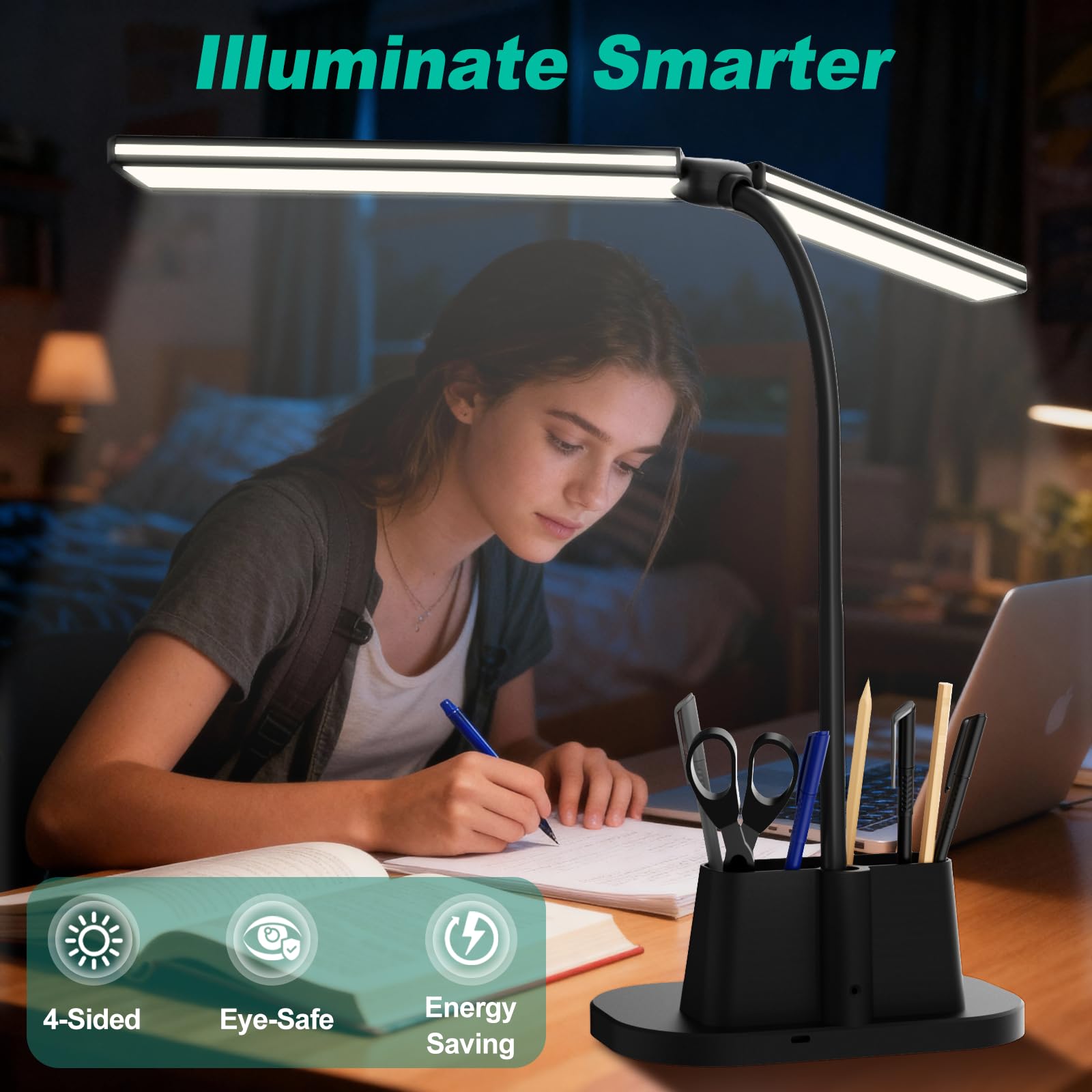 Airlonv LED Desk Lamp eye-friendly illumination with flicker-free light.
