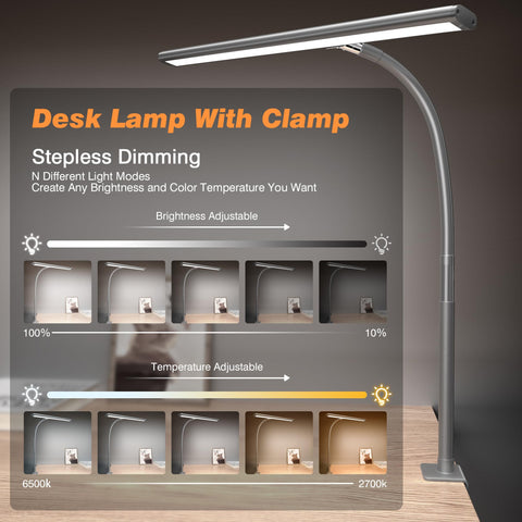 Airlonv LED desk lamp with 360-degree gooseneck flexibility