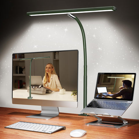 Airlonv LED desk lamp, green side view, bright task lighting for focused reading