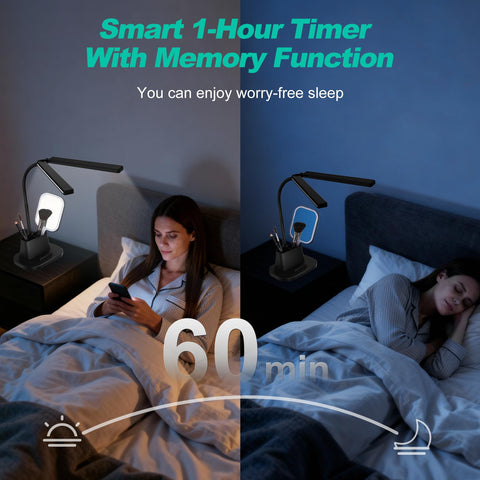 Airlonv LED Desk Lamp phone slot organizes your device while working.