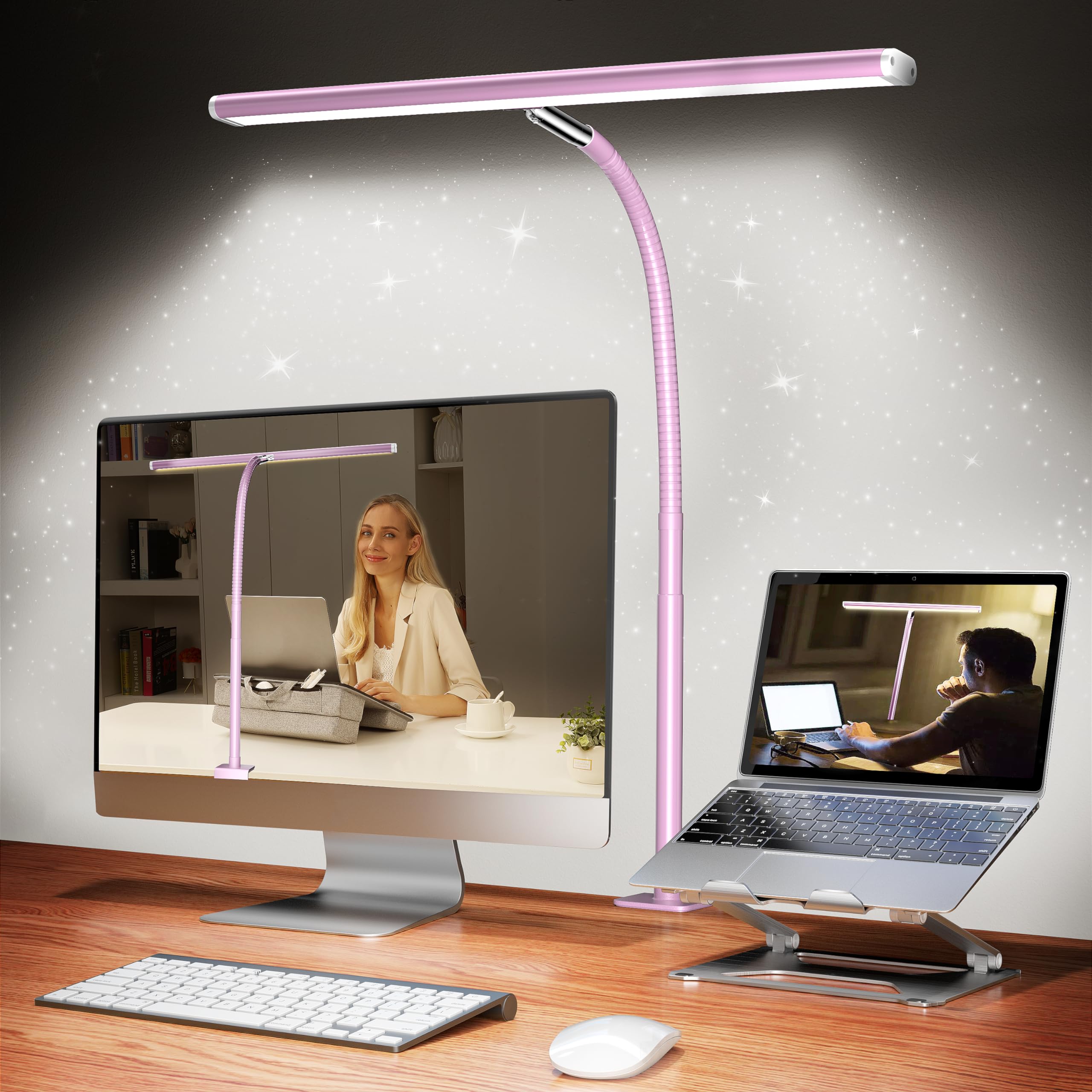 Airlonv LED desk lamp with stepless dimming for precise warmth and brightness control.