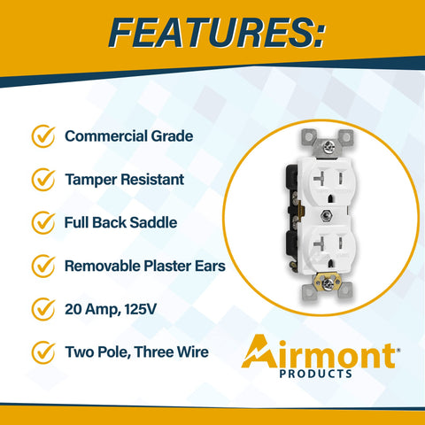 125V 2-pole 3-wire Airmont outlet configuration for reliable power