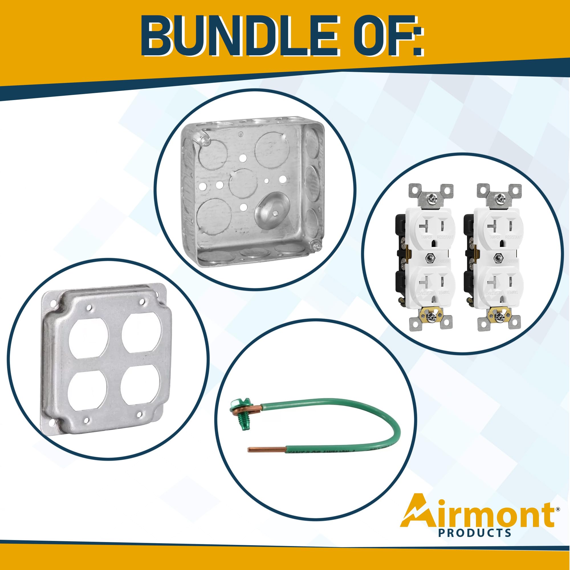 Airmont outlet box kit includes two tamper resistant 20A duplex outlets