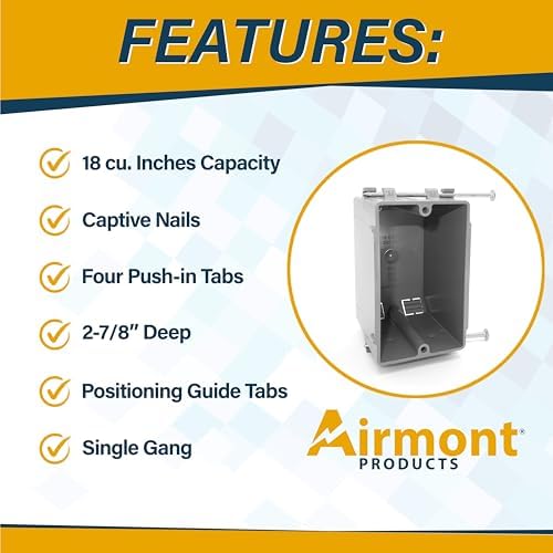 Airmont 18 cu in plastic box supports multiple conductors