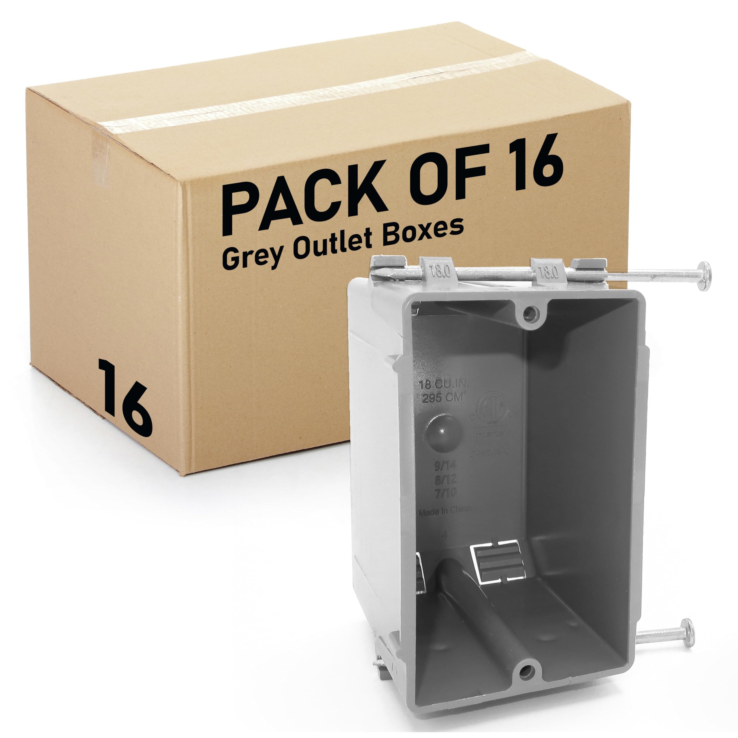 Airmont outlet box gray with captive screws for quick, secure wiring