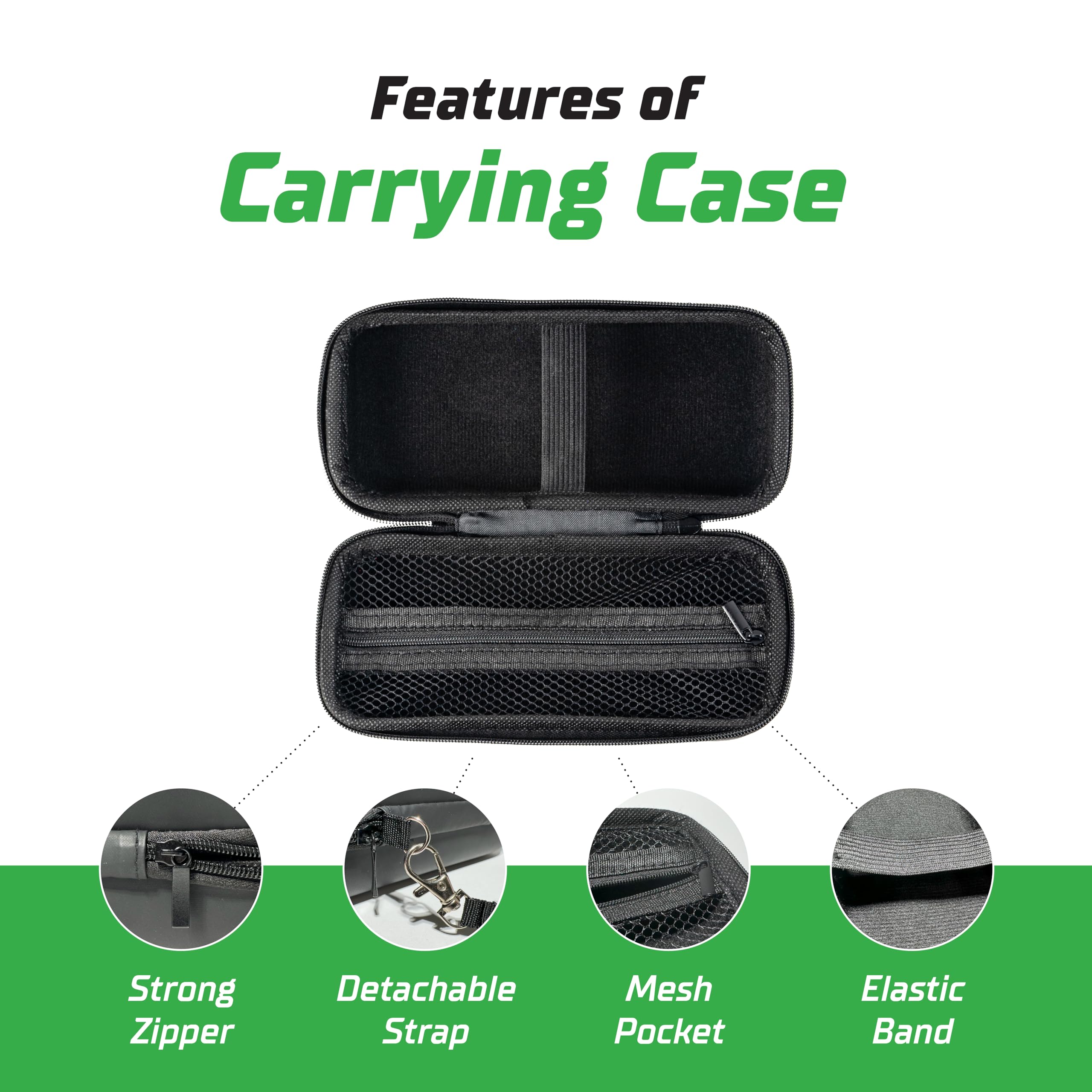 Airmoto carrying case soft velvet interior cushions the inflator against bumps