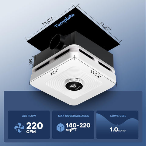 Airnatux 1.0 sone quiet operation for peaceful bathroom use.
