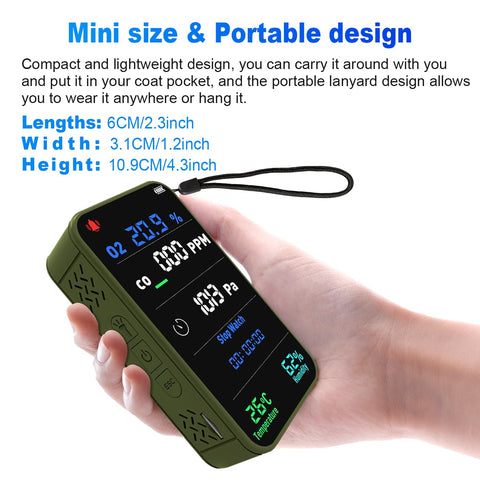 AIRNERGY room oxygen monitor suitable for cars, RVs, and camping environments.