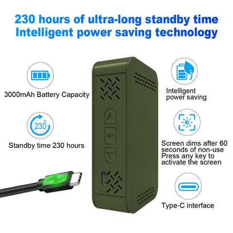 AIRNERGY travel-friendly detector with lanyard supports hands-free use.