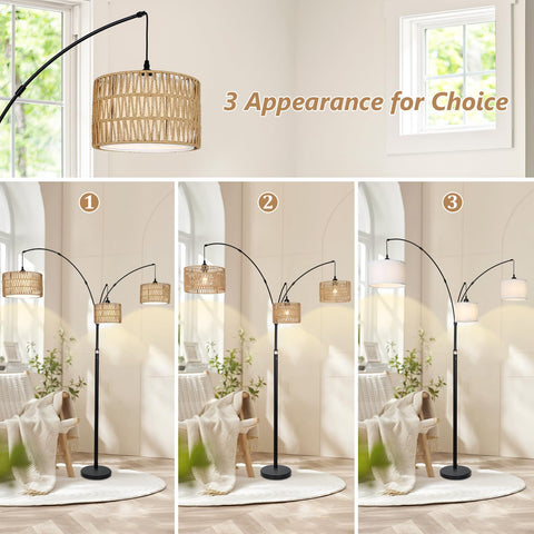 Airposta double shade option includes rattan and fabric for versatile decor.