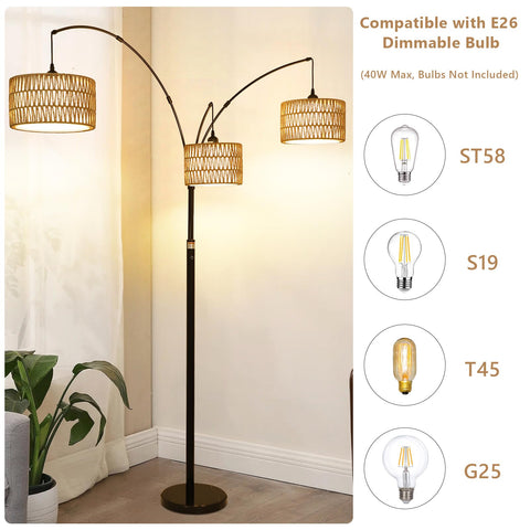 Airposta 80-inch arc lamp height provides broad coverage in living spaces.