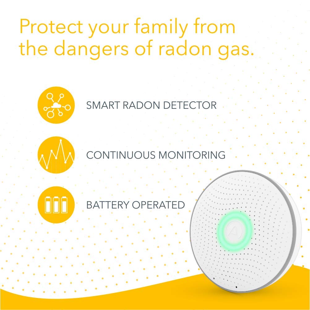 Airthings 2950 Wave Radon glow ring indicating current levels at a glance.