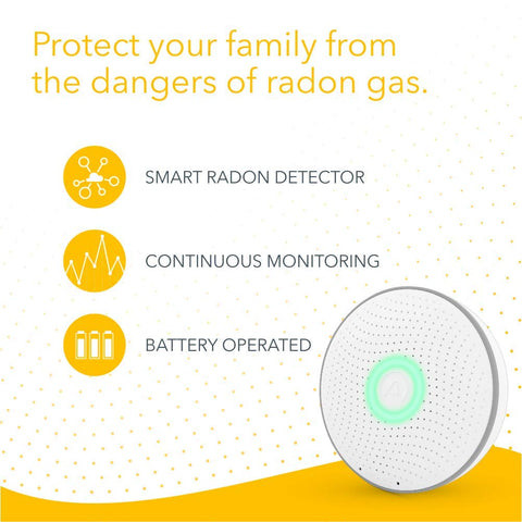 Airthings 2950 Wave Radon glow ring indicating current levels at a glance.