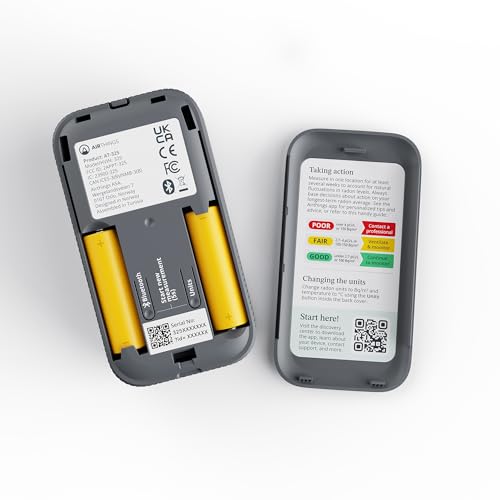 Airthings Corentium Home 2 display readings, current and long-term radon data at a glance.