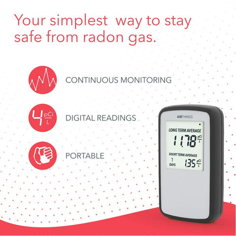 Airthings Corentium Home shows long-term and short-term measurements on its display.