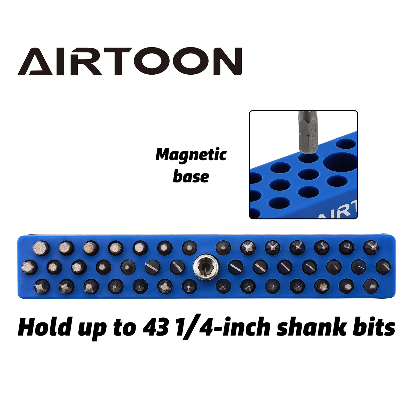 AIRTOON 43-holes bit storage shows high capacity for various drivers.