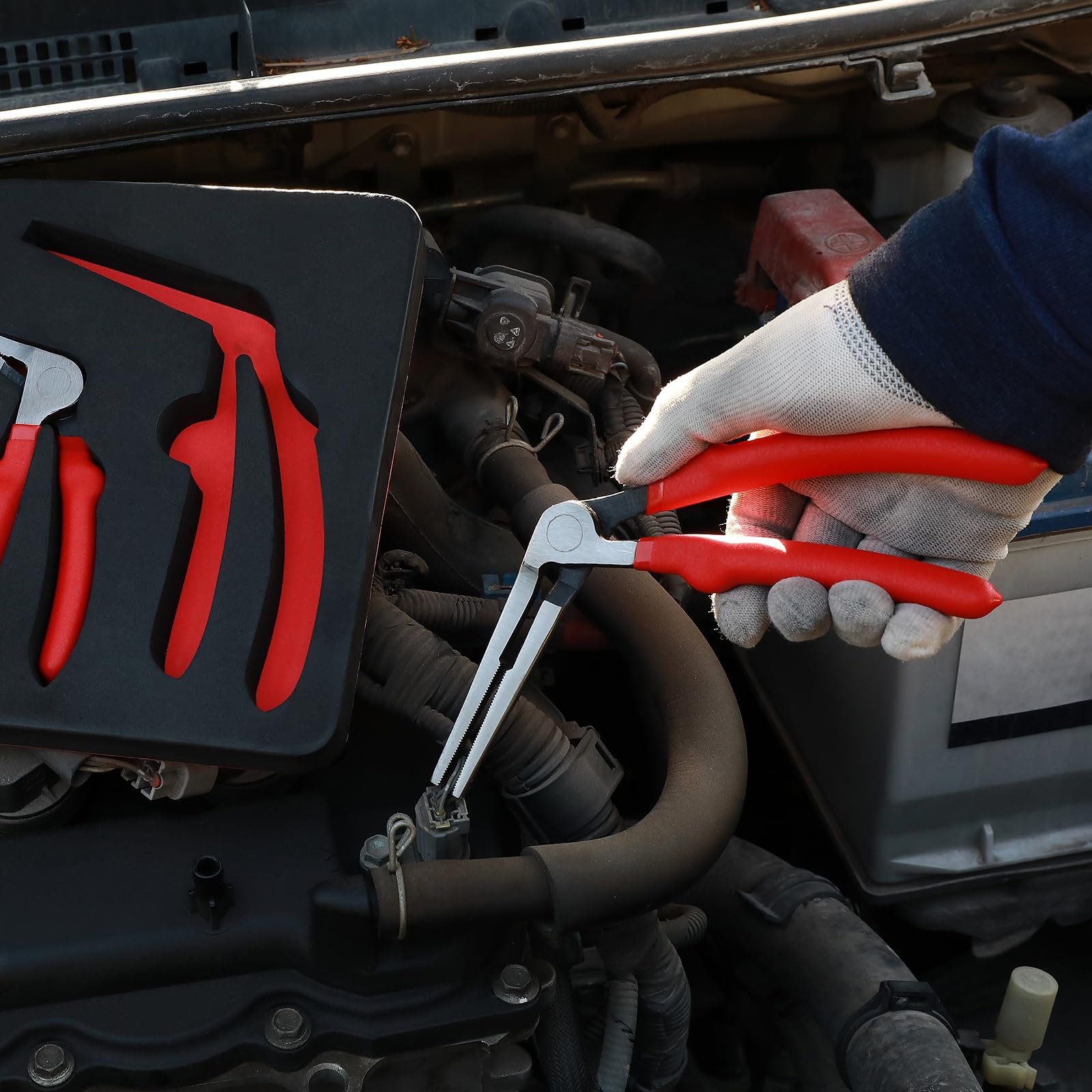 AIRTOON Kiwi bent-head pliers 8-inch reach for larger spaces and control.