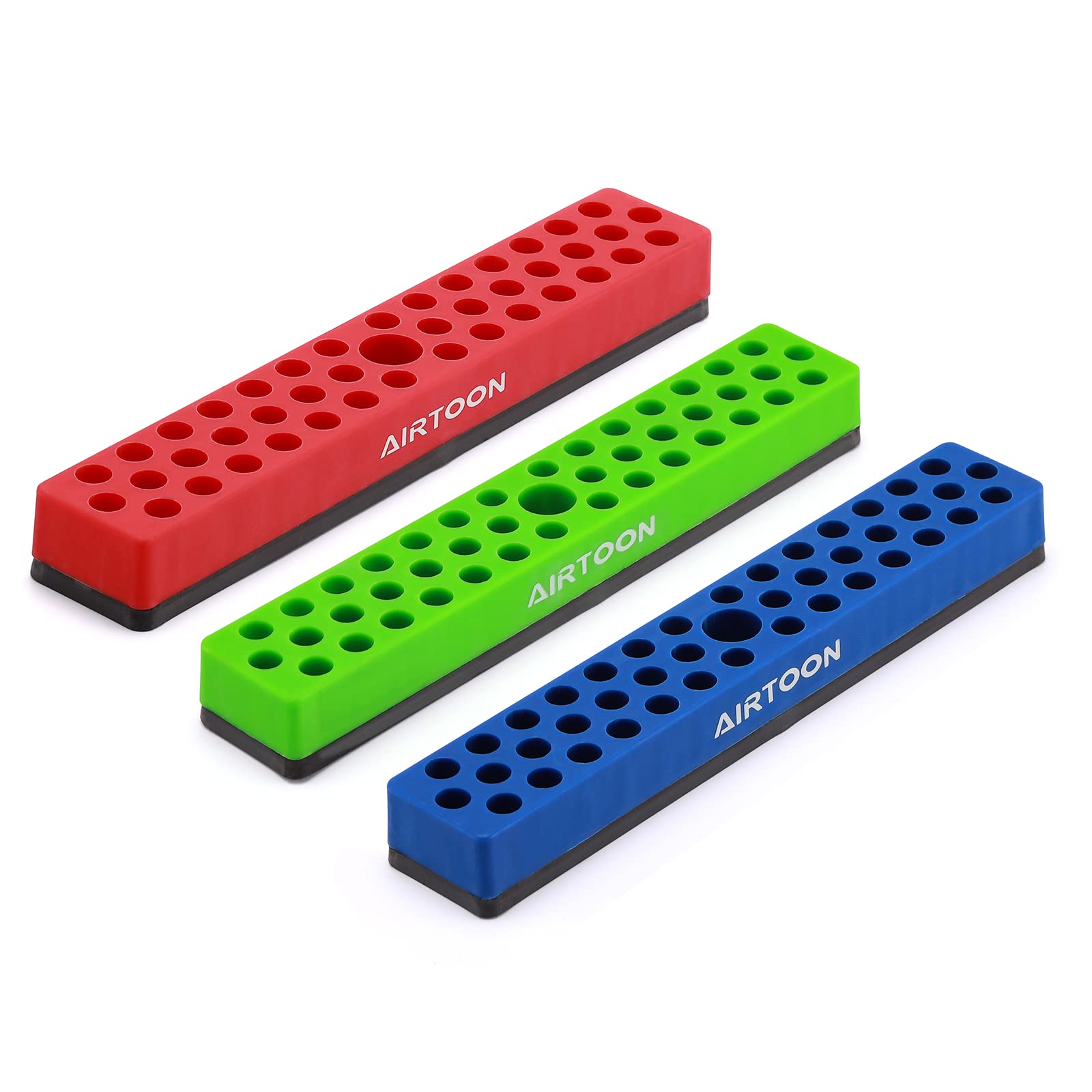 AIRTOON magnetic hex bit organizer reduces clutter in workshops.